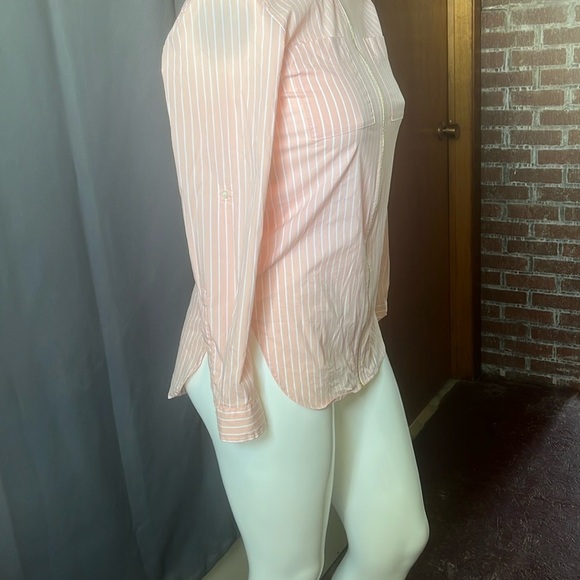 Calvin Klein Pink and White Fitted Long Sleeve Blouse Size XS - Picture 5 of 7